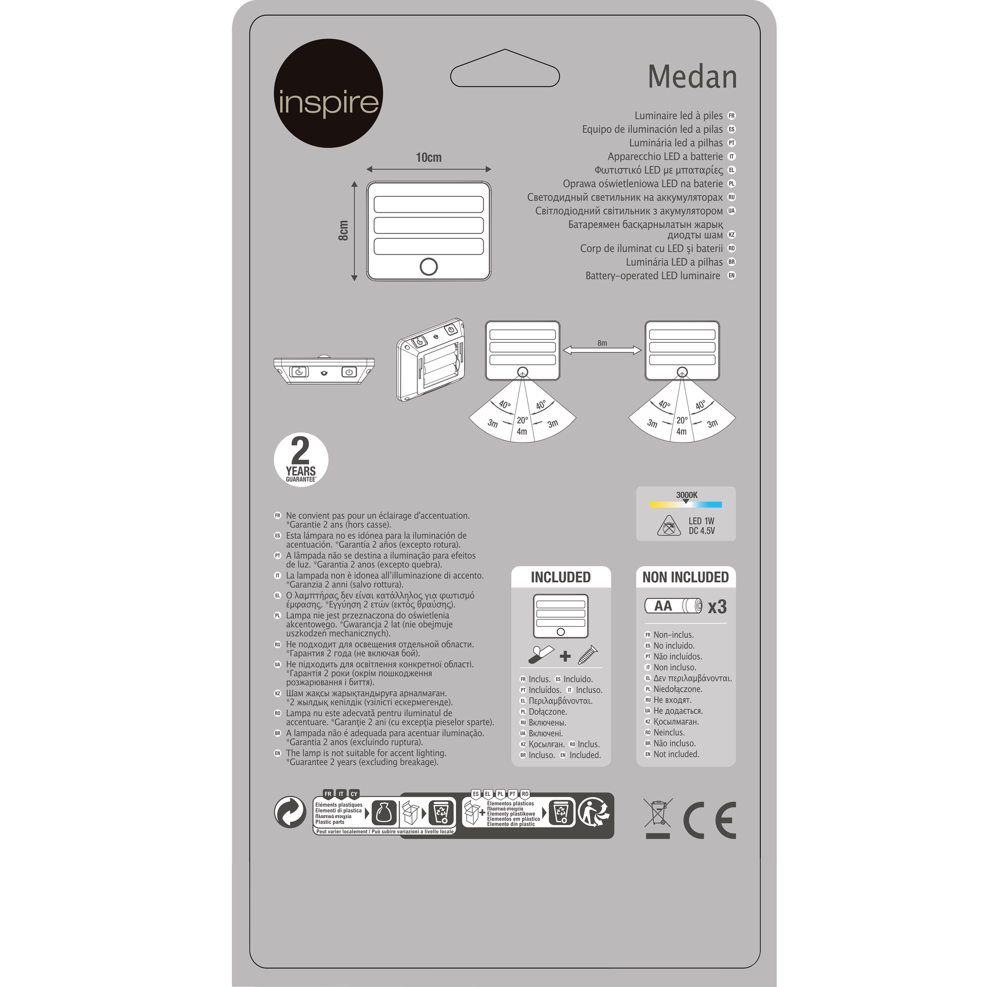 Bricocenter MEDAN PLASTIC MARKER KIT SILVER 8 CM LED 1W WARM LIGHT WITH BATTERY WITH SENSOR
