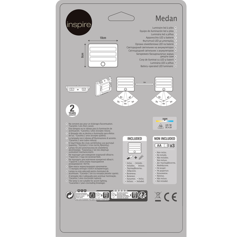 Bricocenter MEDAN PLASTIC MARKER KIT SILVER 8 CM LED 1W WARM LIGHT WITH BATTERY WITH SENSOR