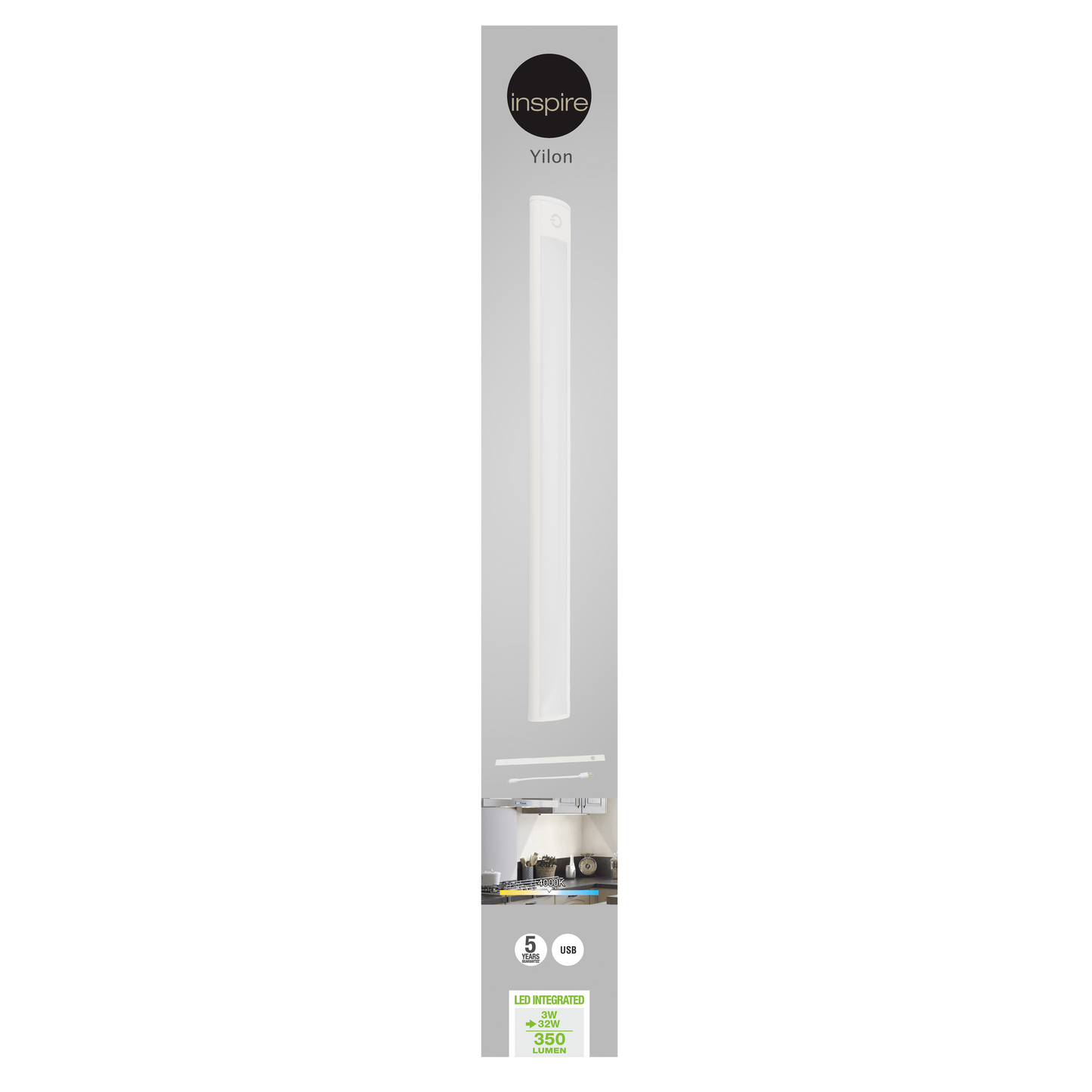 Bricocenter REGLETTE YILON PLASTIC WHITE 44 CM LED 3W NATURAL LIGHT WITH BATTERY WITH USB