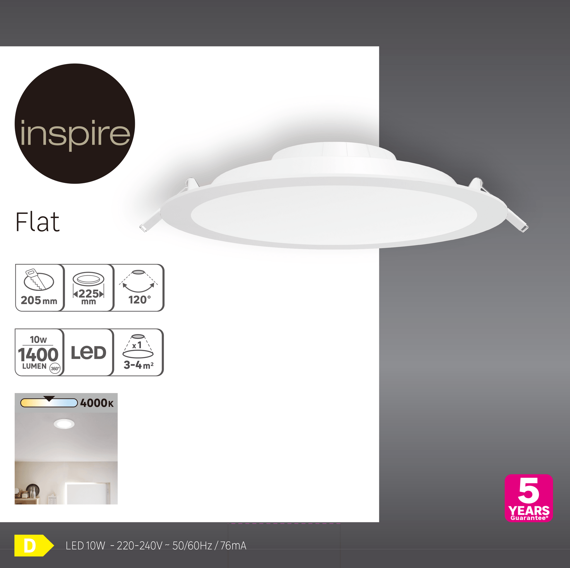 Bricocenter RECESSED SPOTLIGHT EXTRAFLAT PLASTIC WHITE D22.5 CM LED 14W NATURAL LIGHT
