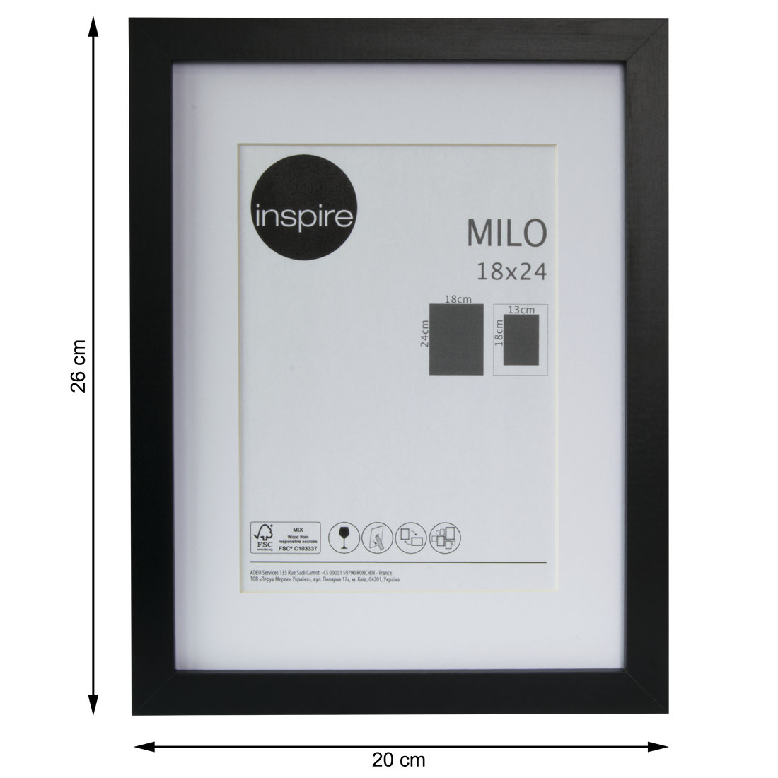 MILO FRAME 18X24 CM WOOD BLACK - best price from Maltashopper.com BR480731152