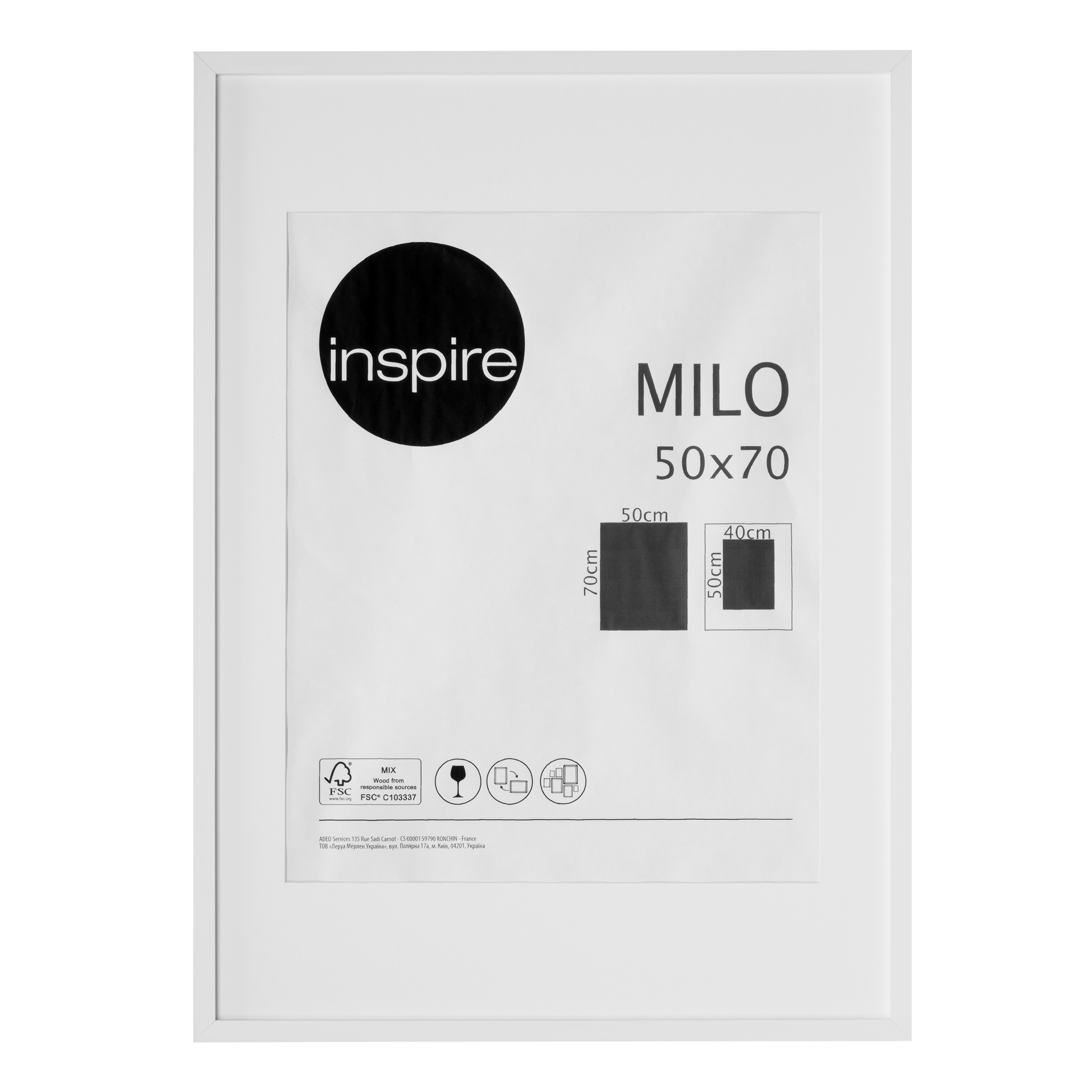 MILO FRAME 50X70 CM WOOD WHITE - best price from Maltashopper.com BR480731170