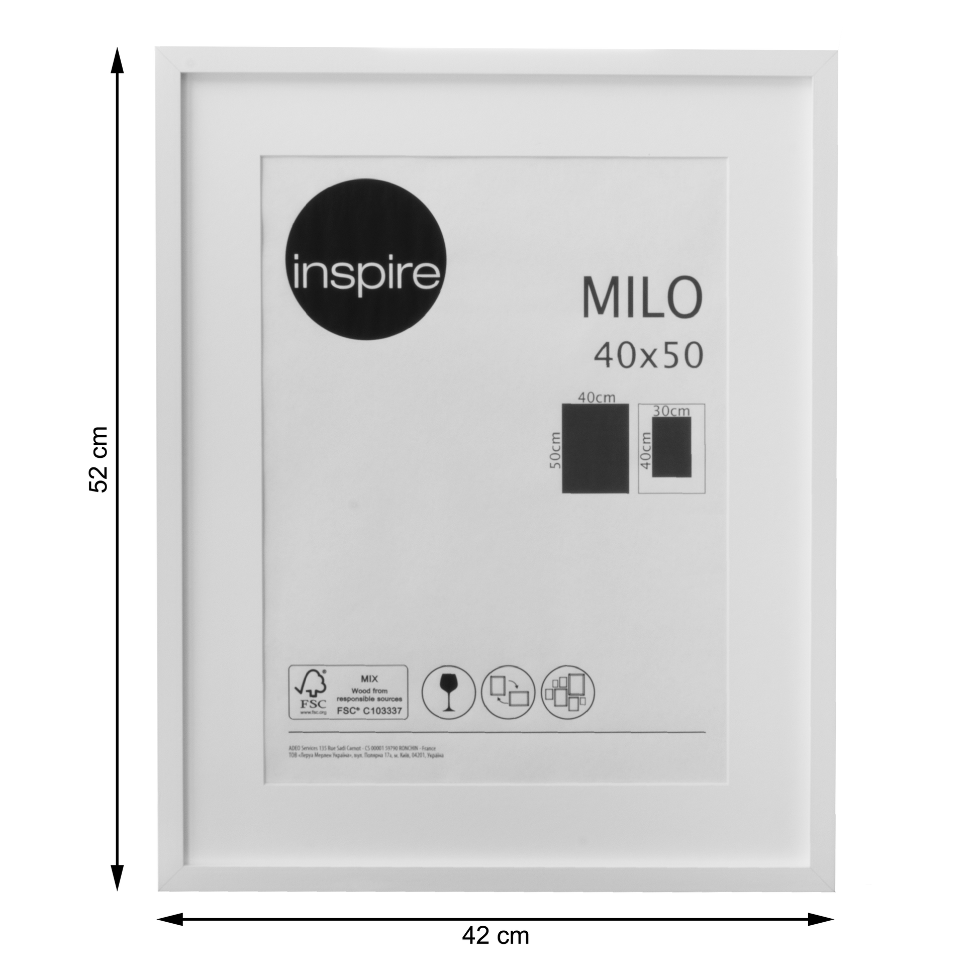 MILO FRAME 40X50 CM WOOD WHITE - best price from Maltashopper.com BR480731166
