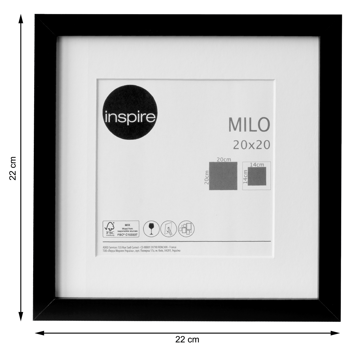 Bricocenter MILO FRAME 20X20 CM WOOD BLACK
