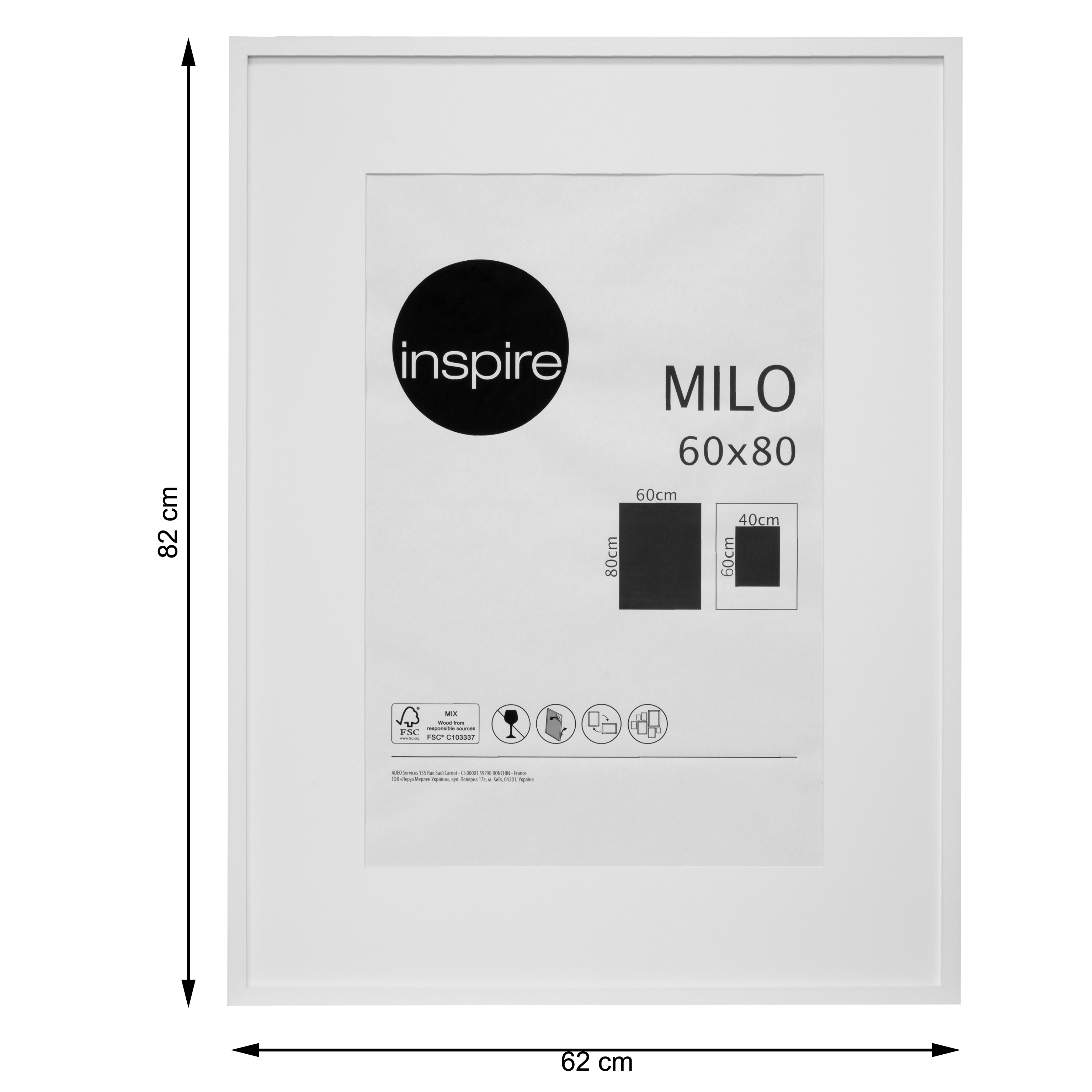 MILO FRAME 60X80 CM WOOD WHITE - best price from Maltashopper.com BR480004683