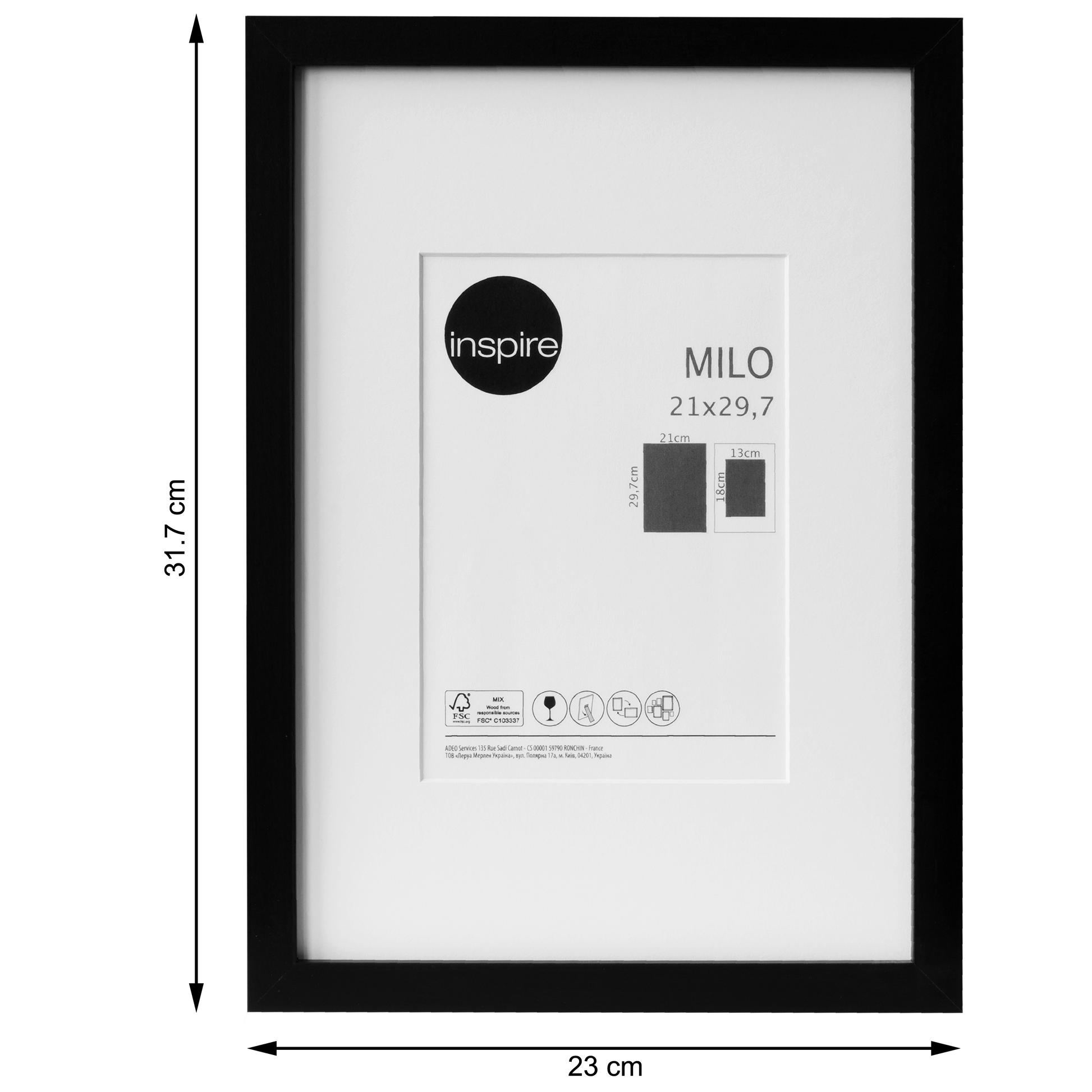 MILO FRAME 21X29.7 CM WOOD BLACK - best price from Maltashopper.com BR480731155