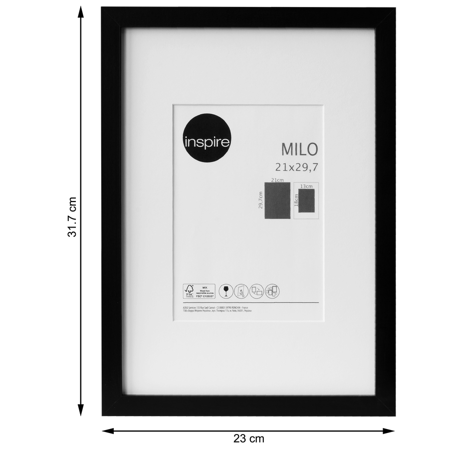 MILO FRAME 21X29.7 CM WOOD BLACK