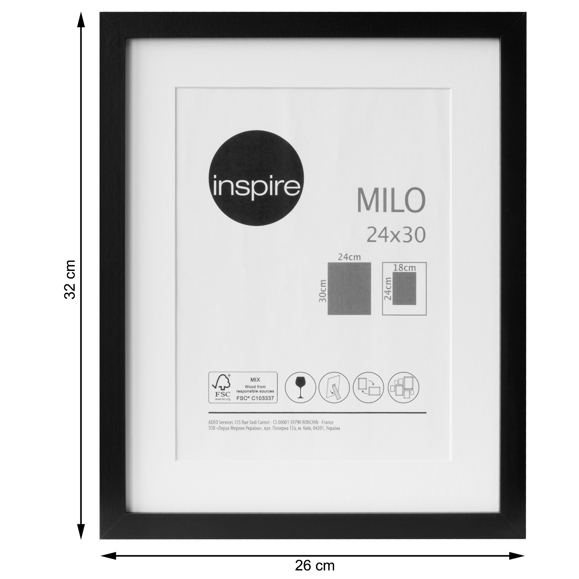 Bricocenter MILO FRAME 24X30 CM WOOD BLACK