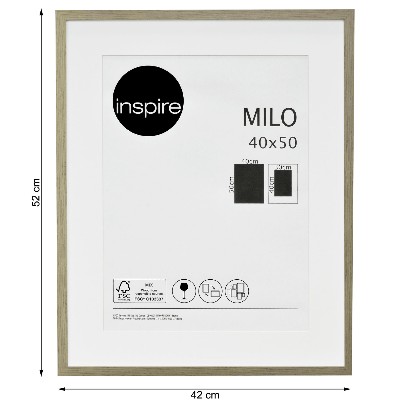 Bricocenter MILO FRAME 40X50 CM BEECH WOOD
