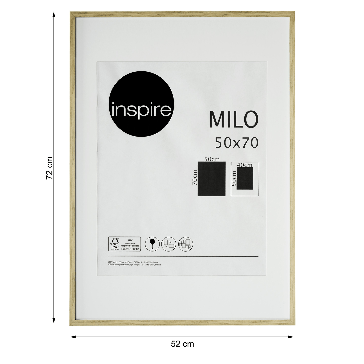 Bricocenter MILO FRAME 50X70 CM BEECH WOOD