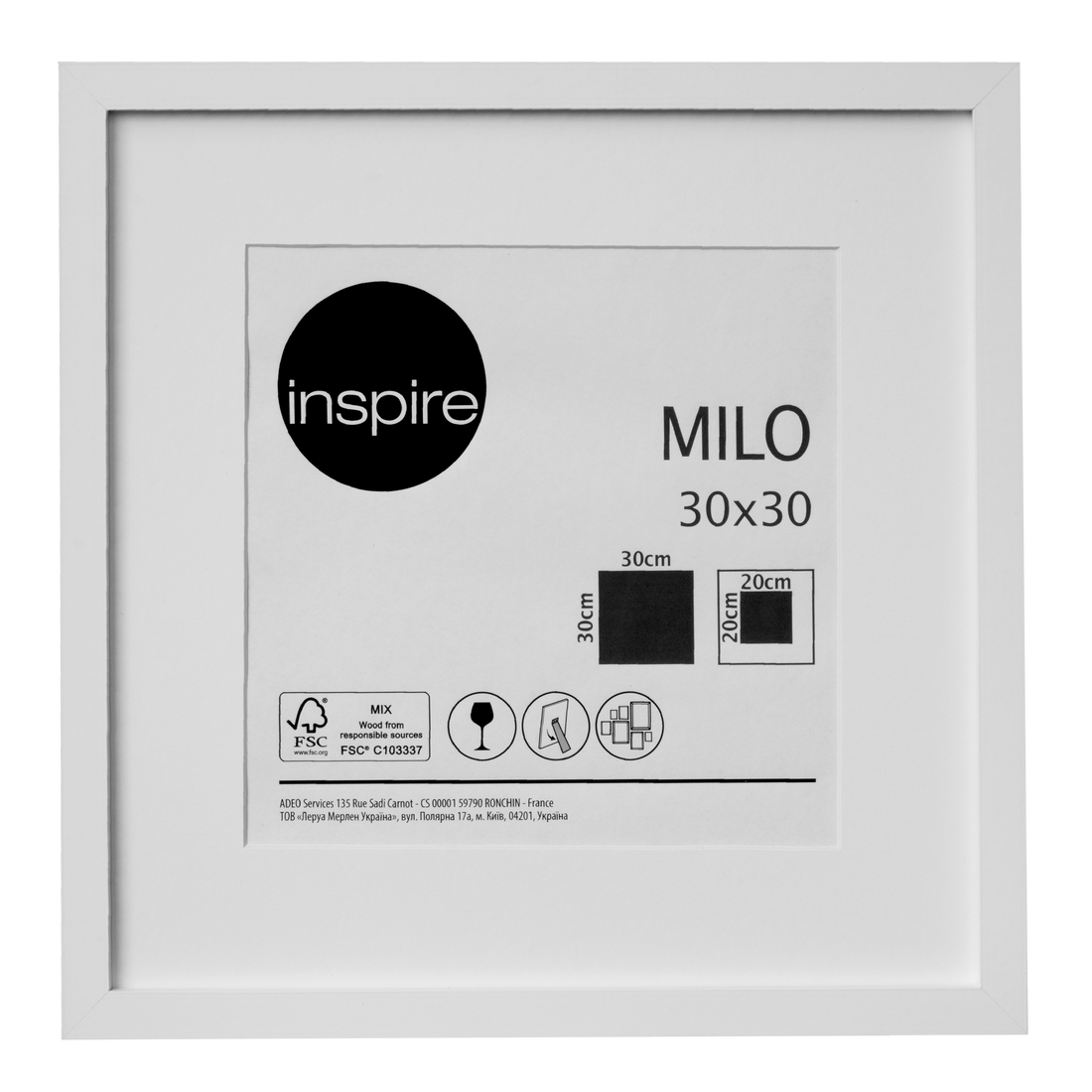 MILO FRAME 30X30 CM WOOD WHITE - best price from Maltashopper.com BR480004772