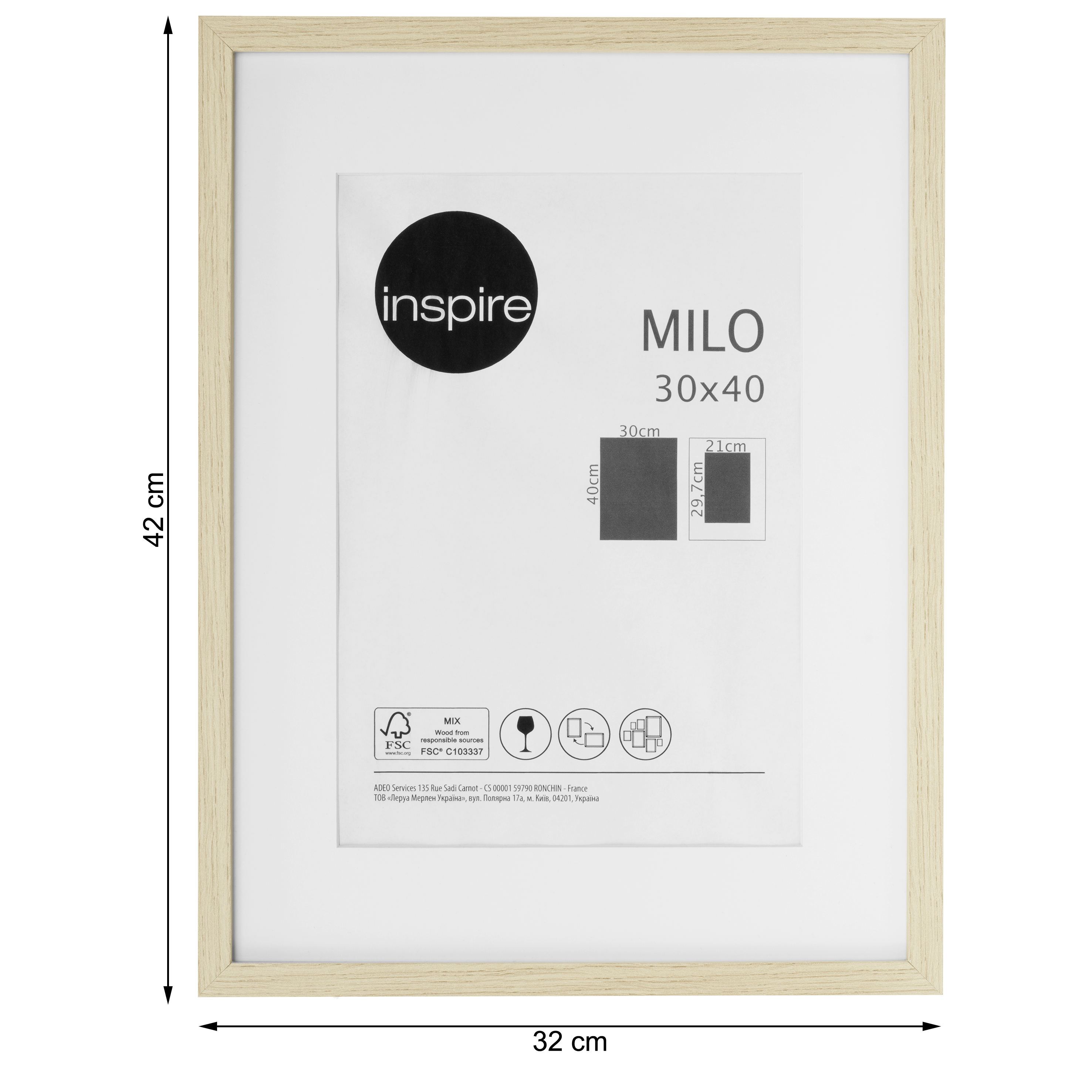 MILO FRAME 30X40 CM BEECH WOOD
