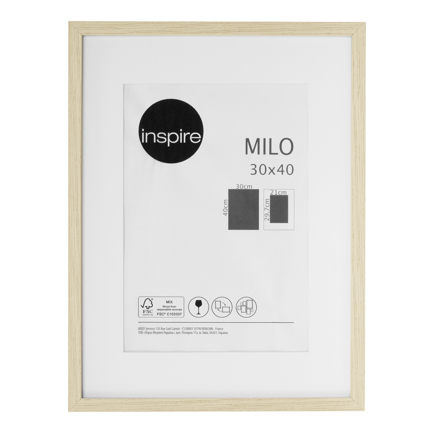 Bricocenter MILO FRAME 30X40 CM BEECH WOOD