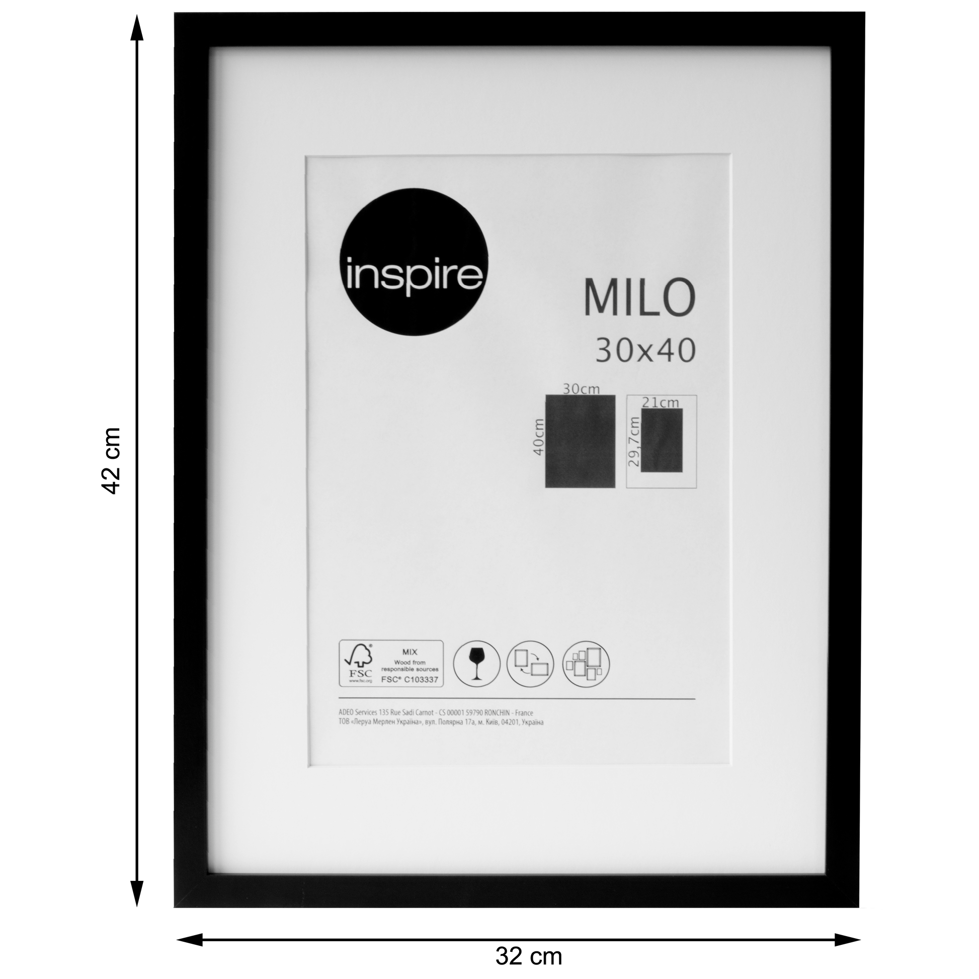 MILO FRAME 30X40 CM WOOD BLACK - best price from Maltashopper.com BR480731165