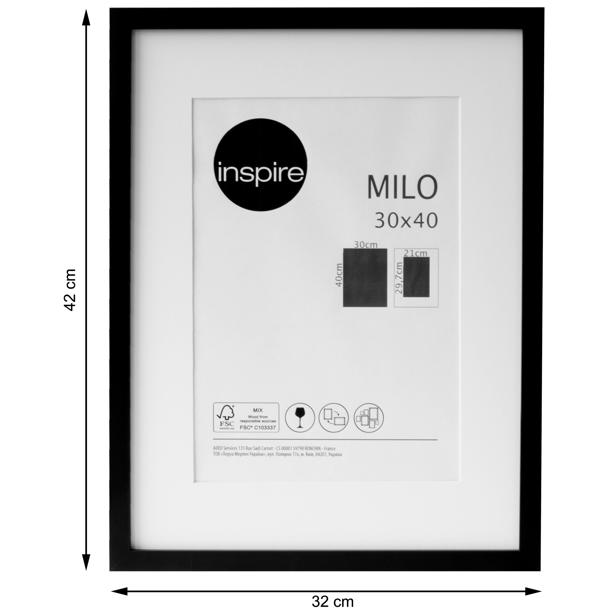 Bricocenter MILO FRAME 30X40 CM WOOD BLACK
