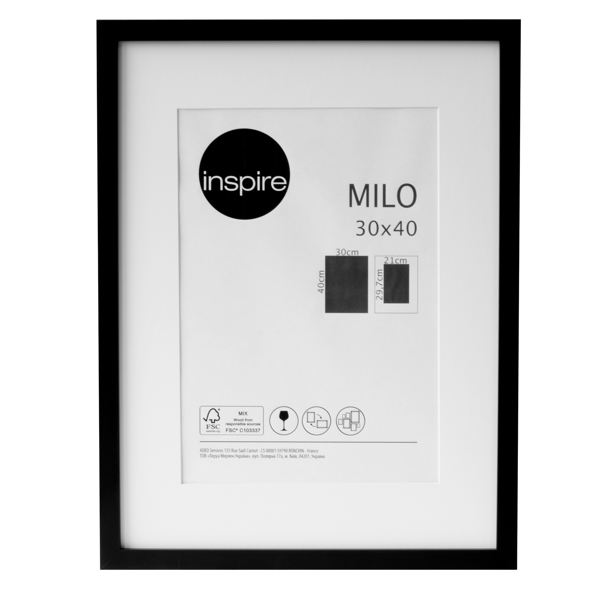 MILO FRAME 30X40 CM WOOD BLACK - best price from Maltashopper.com BR480731165