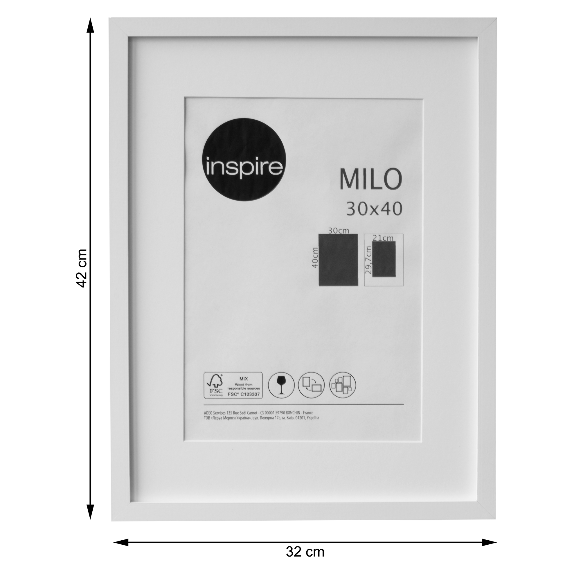 MILO FRAME 30X40 CM WOOD WHITE - best price from Maltashopper.com BR480731163