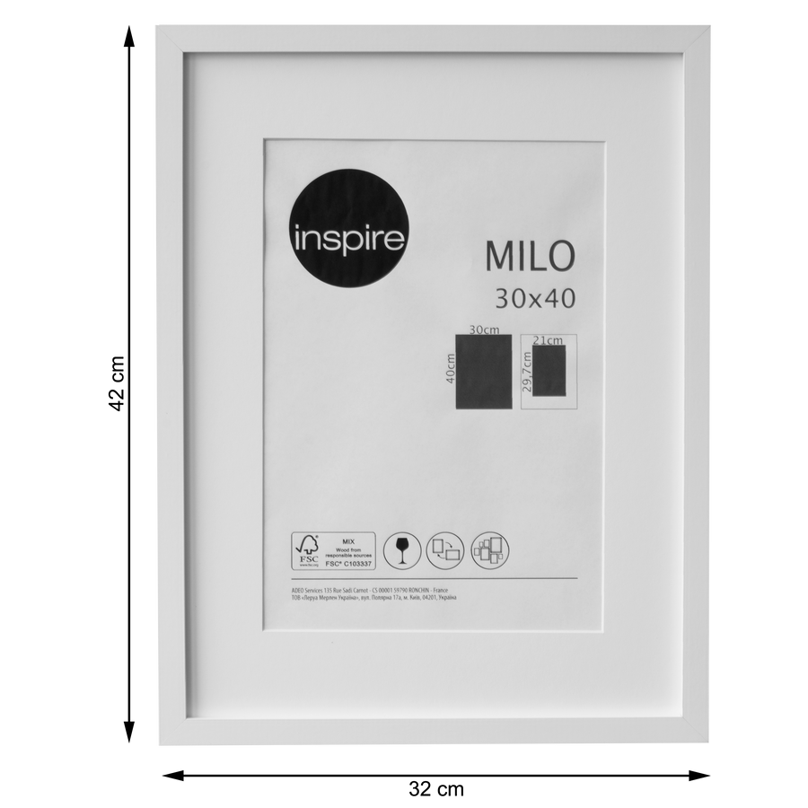 MILO FRAME 30X40 CM WOOD WHITE