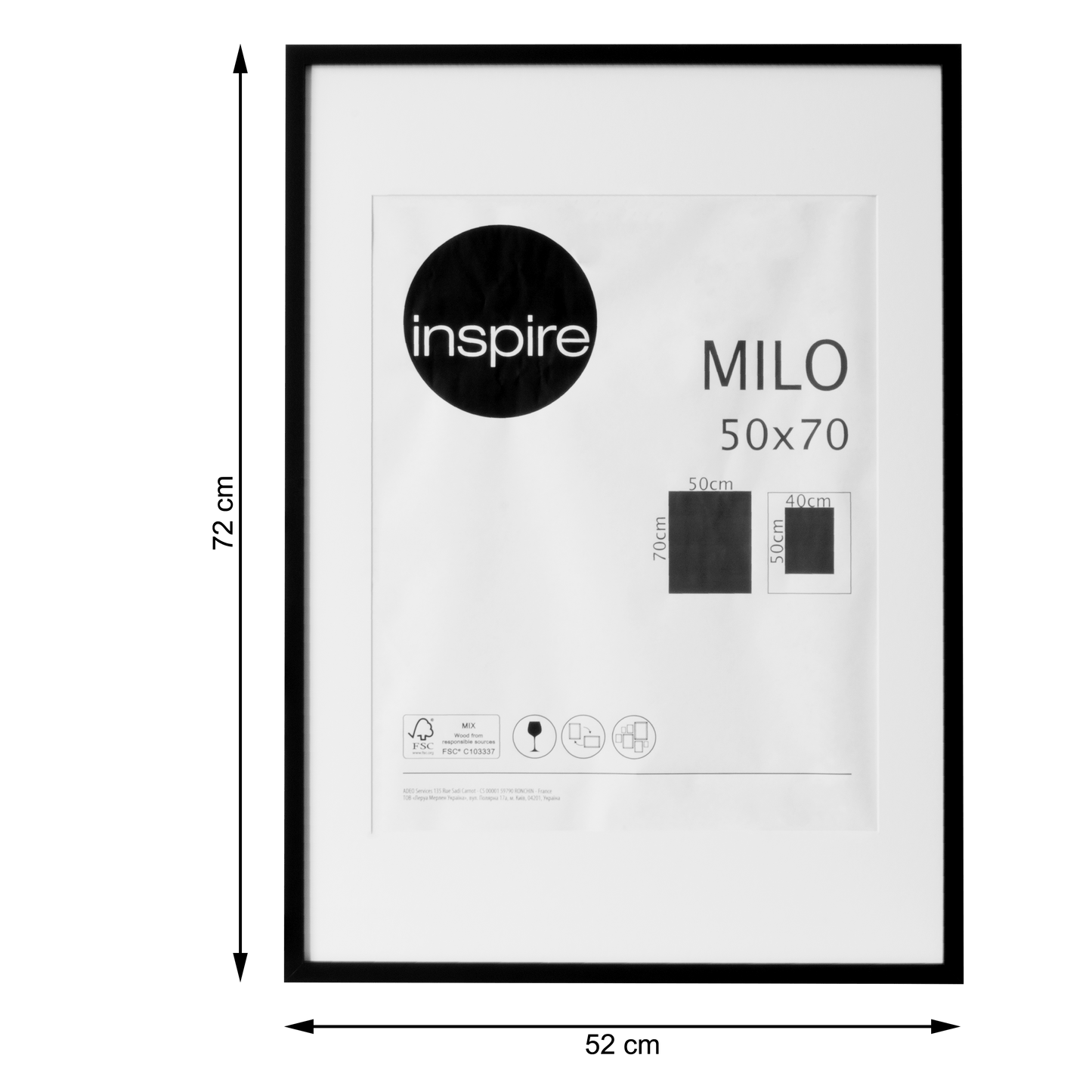 Bricocenter MILO FRAME 50X70 CM WOOD BLACK