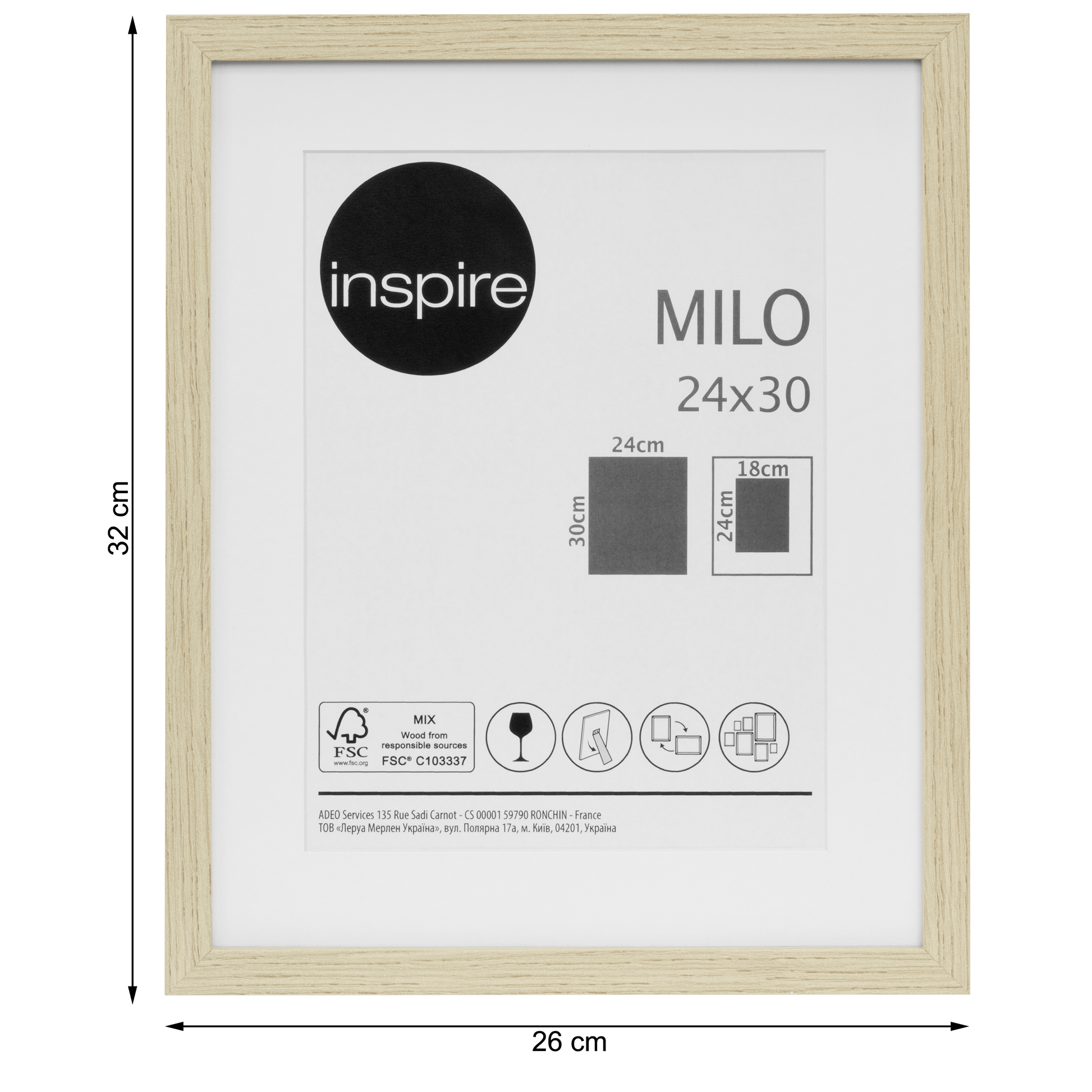 Bricocenter MILO FRAME 24X30 CM BEECH WOOD