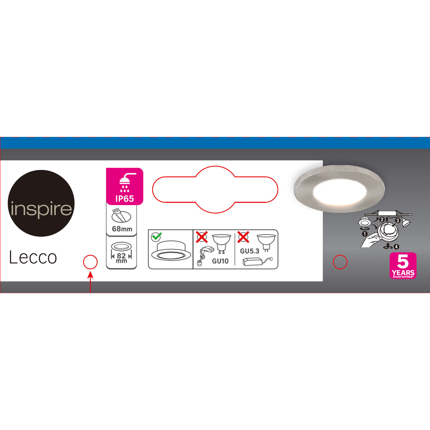 Bricocenter RECESSED SPOTLIGHT LECCO NICKEL D6.8 CM 35W NATURAL LIGHT IP65