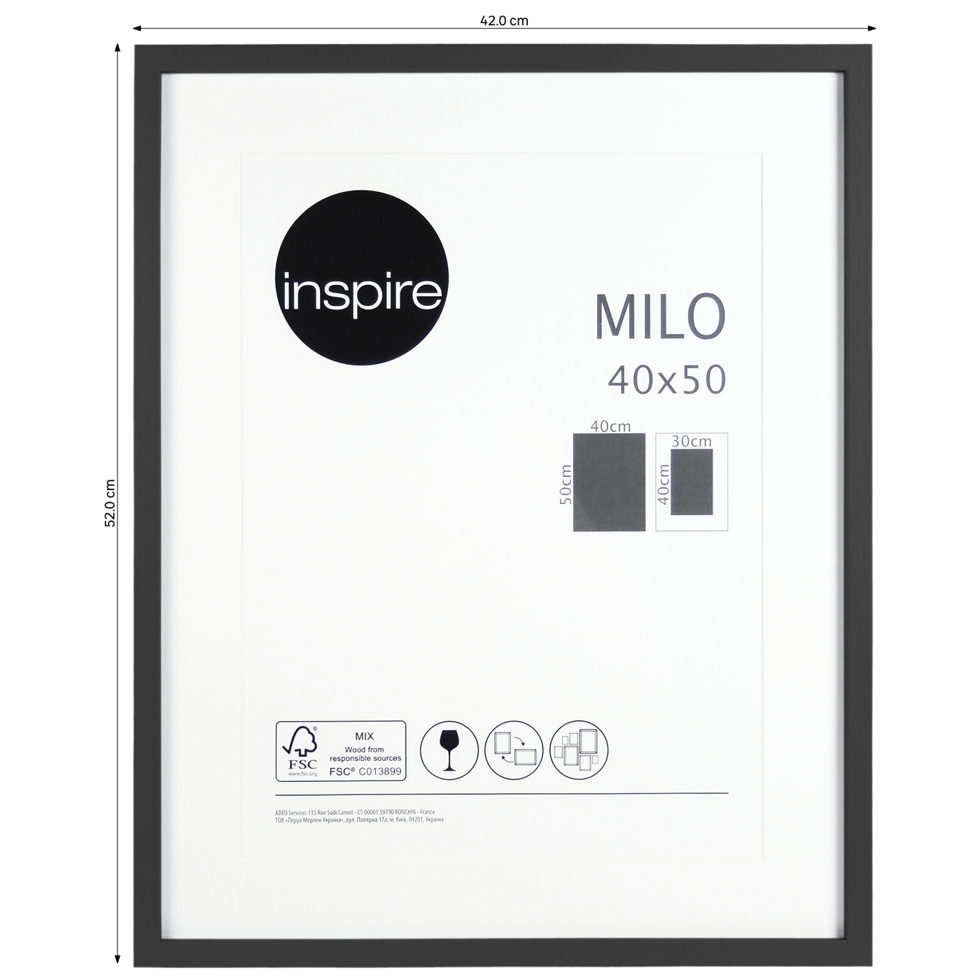 Bricocenter MILO FRAME 40X50 CM WOOD BLACK