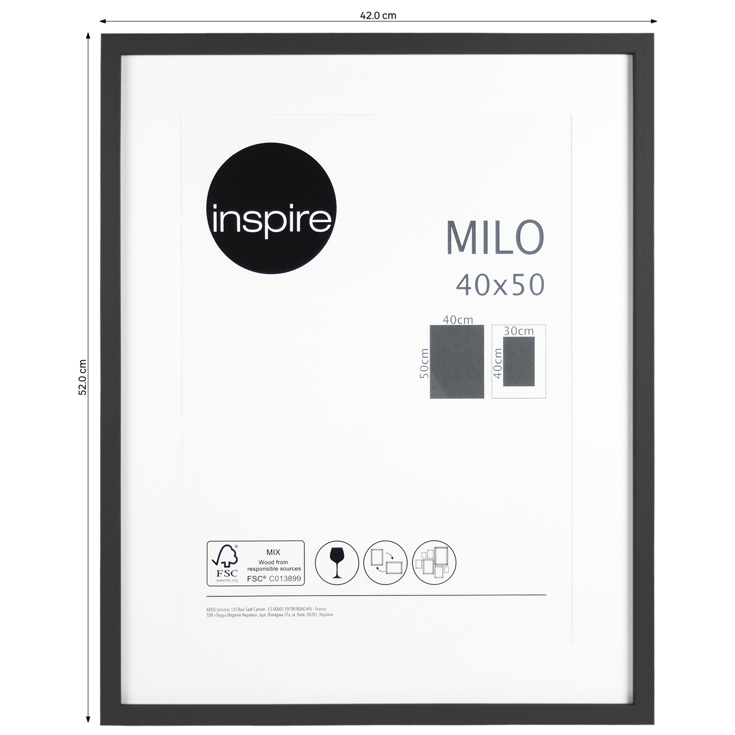 Bricocenter MILO FRAME 40X50 CM WOOD BLACK