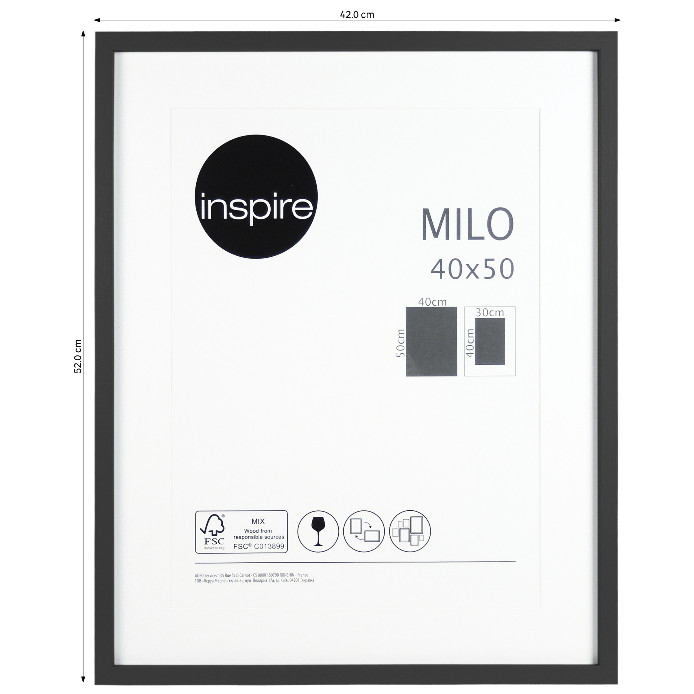 Bricocenter MILO FRAME 40X50 CM WOOD BLACK
