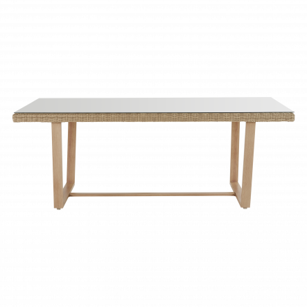 MEDENA TABLE NATERIAL 100X200X74 synthetic wicker aluminum and glass - best price from Maltashopper.com BR500012492