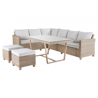 NATERIAL - MEDENA corner sofa, two seats and the table for 7 people, 150x90, synthetic rattan - best price from Maltashopper.com BR500012494