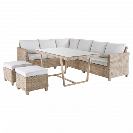 Bricocenter NATERIAL - MEDENA corner sofa, two seats and the table for 7 people, 150x90, synthetic rattan