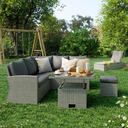 Bricocenter DAVOS CORNER SET 6 SEATS NATERIAL with liftable table 90X90 synthetic-aluminum wicker