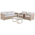 MEDENA 5-SEATER SET NATERIAL with table 60X100, 3-seater sofa and 2 synthetic wicker armchairs - best price from Maltashopper.com BR500012495