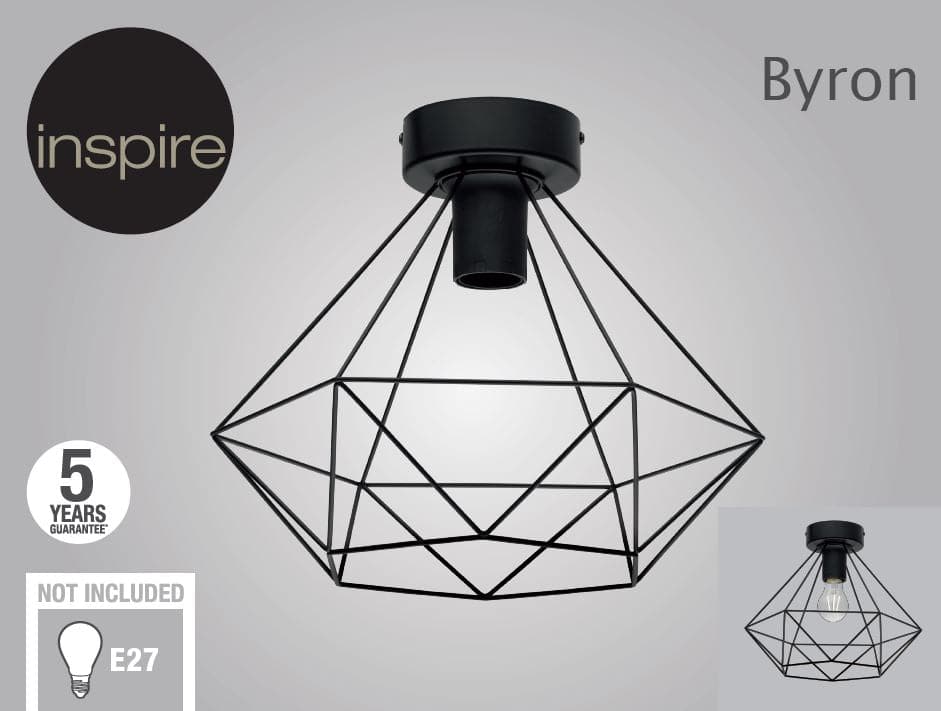CEILING LAMP BYRON METAL BLACK E27=60W