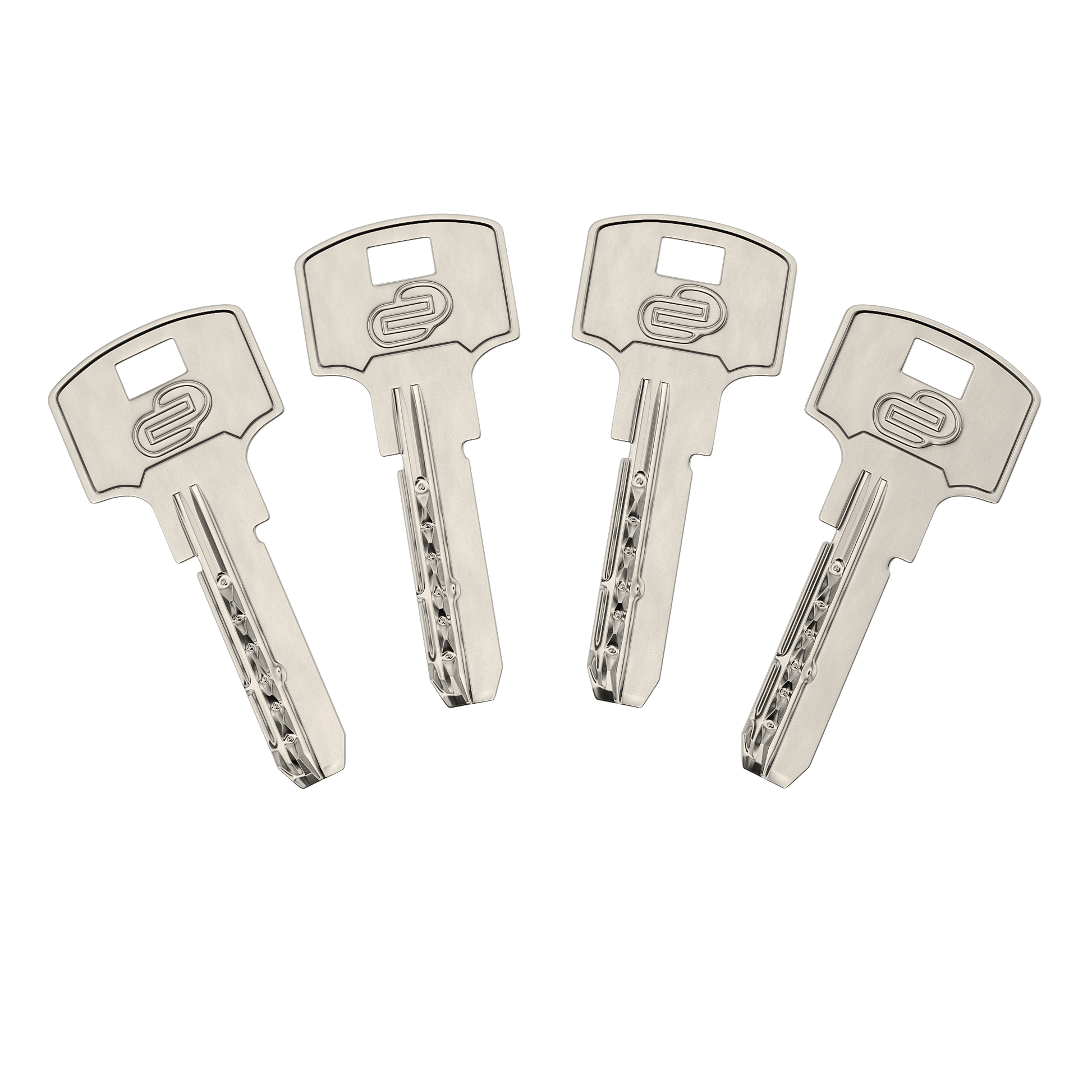 NICKEL-PLATED BRASS CYLINDER STANDERS 30+10MM, KEY/KEY, 4 NICKEL-PLATED STEEL KEYS