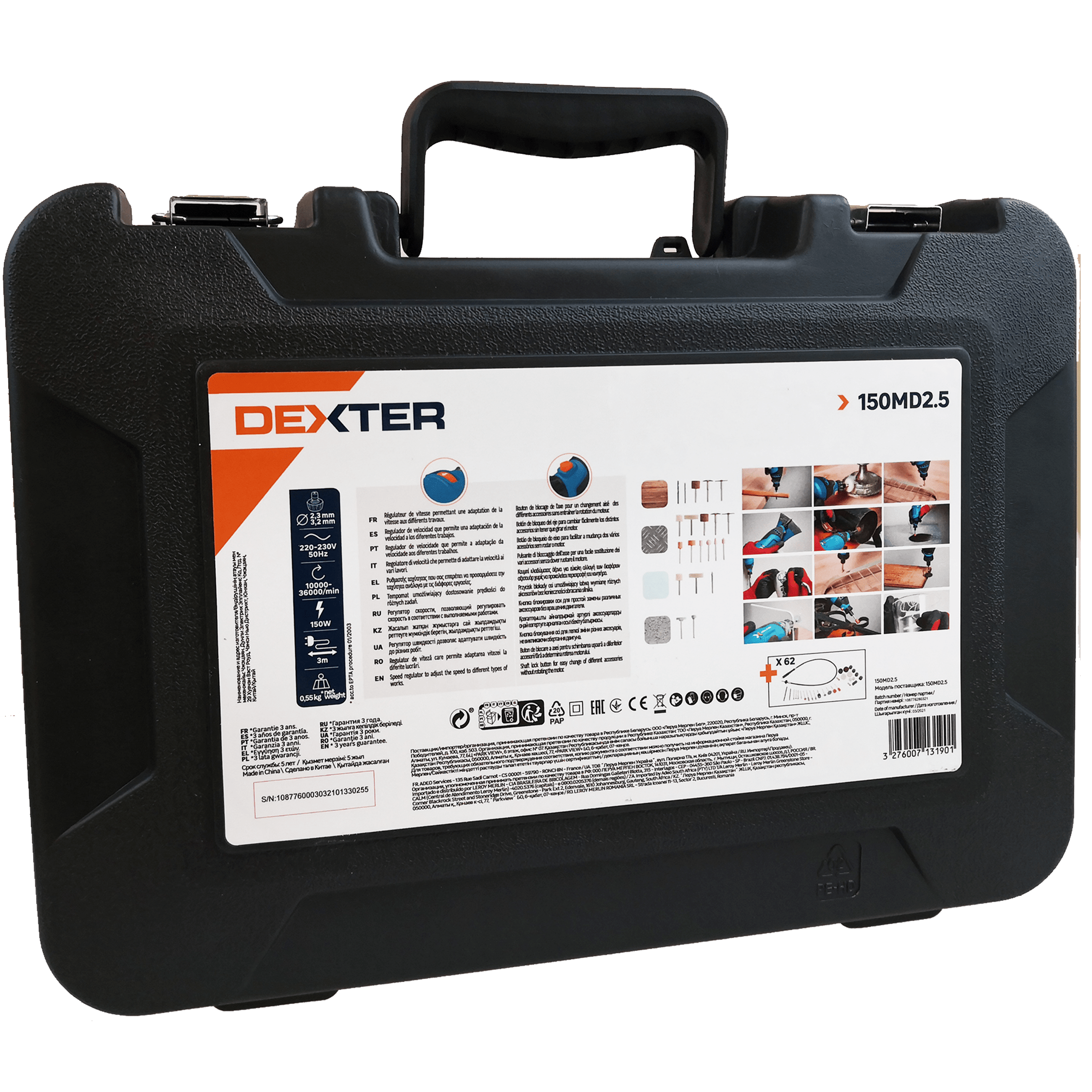 Bricocenter DEXTER 150 W ROTARY MINI-TOOL WITH 62 ACCESSORIES
