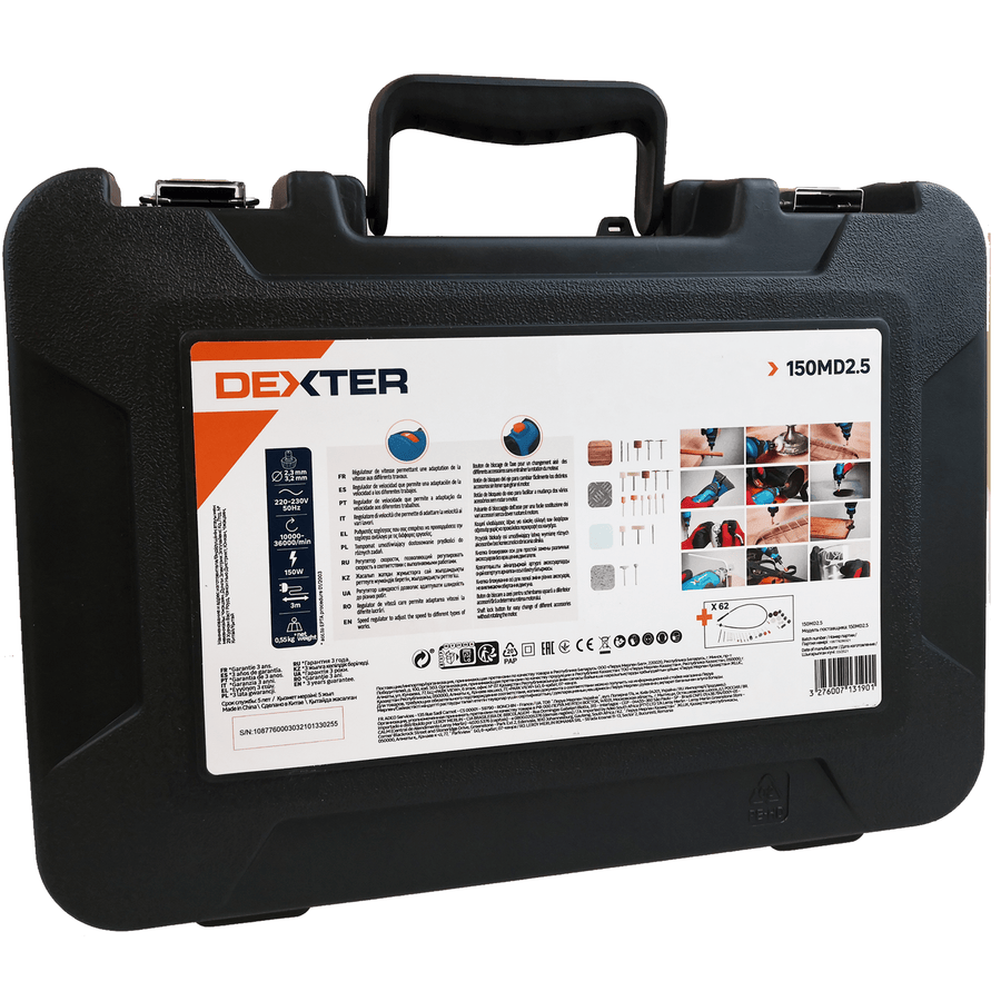 Bricocenter DEXTER 150 W ROTARY MINI-TOOL WITH 62 ACCESSORIES