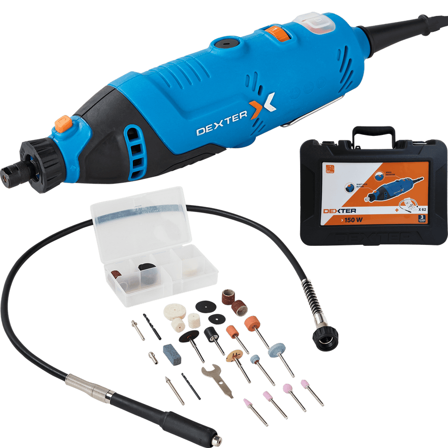 Bricocenter DEXTER 150 W ROTARY MINI-TOOL WITH 62 ACCESSORIES