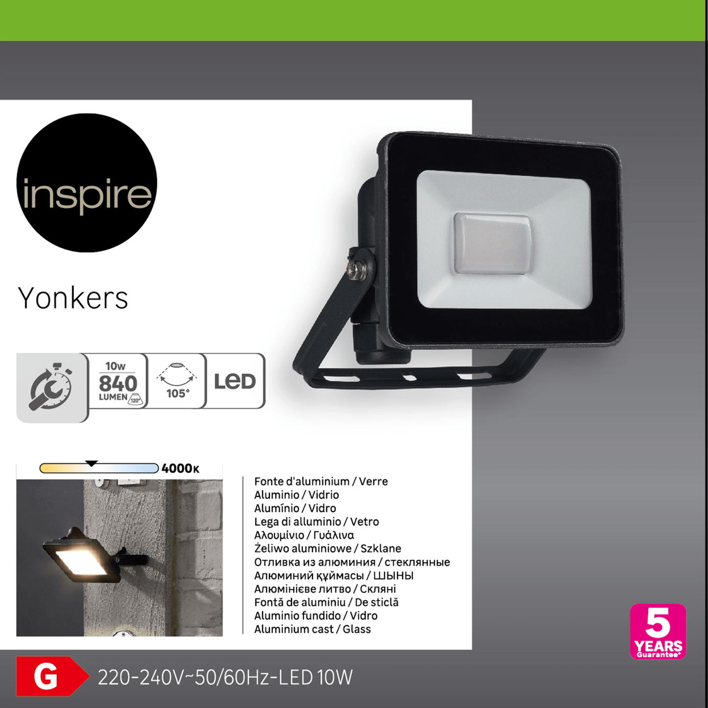 Bricocenter YONKERS PROJECTOR ALUMINIUM GREY 11.5X6.5 CM LED 10W NATURAL LIGHT IP65