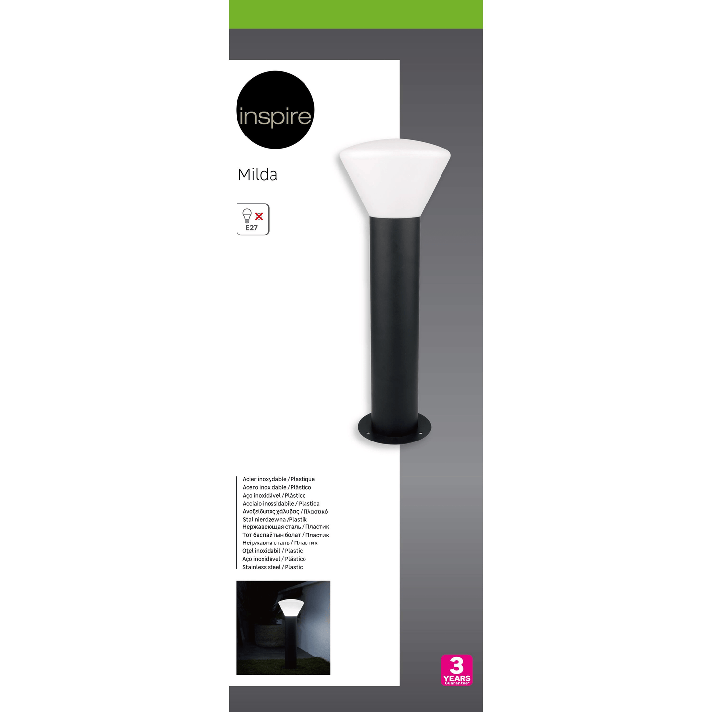 Bricocenter LANTERN MILDA METAL ANTHRACITE 45X16X16CM E27=25W IP44