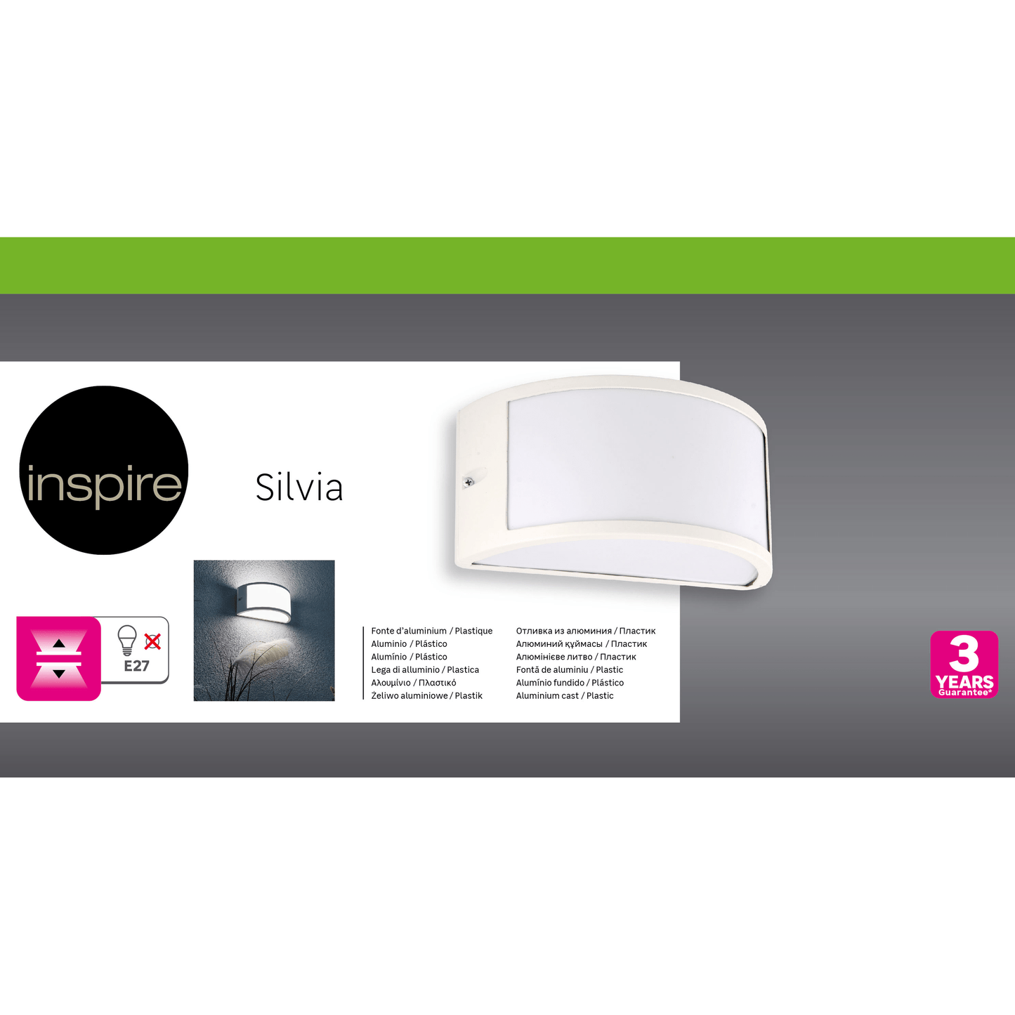 Bricocenter SILVIA WHITE ALUMINIUM WALL LIGHT 13.2X24.9X11.8 CM E27=60W IP44
