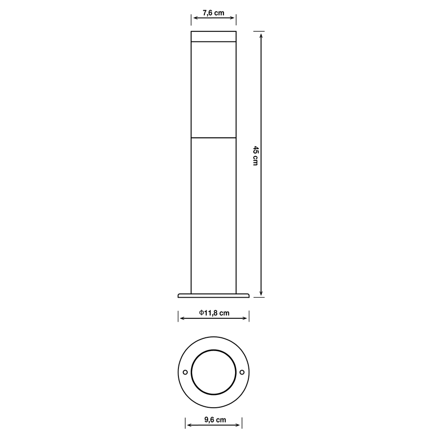 Bricocenter BERGEN STAINLESS STEEL LAMPPOST H80 CM E27=25W IP44