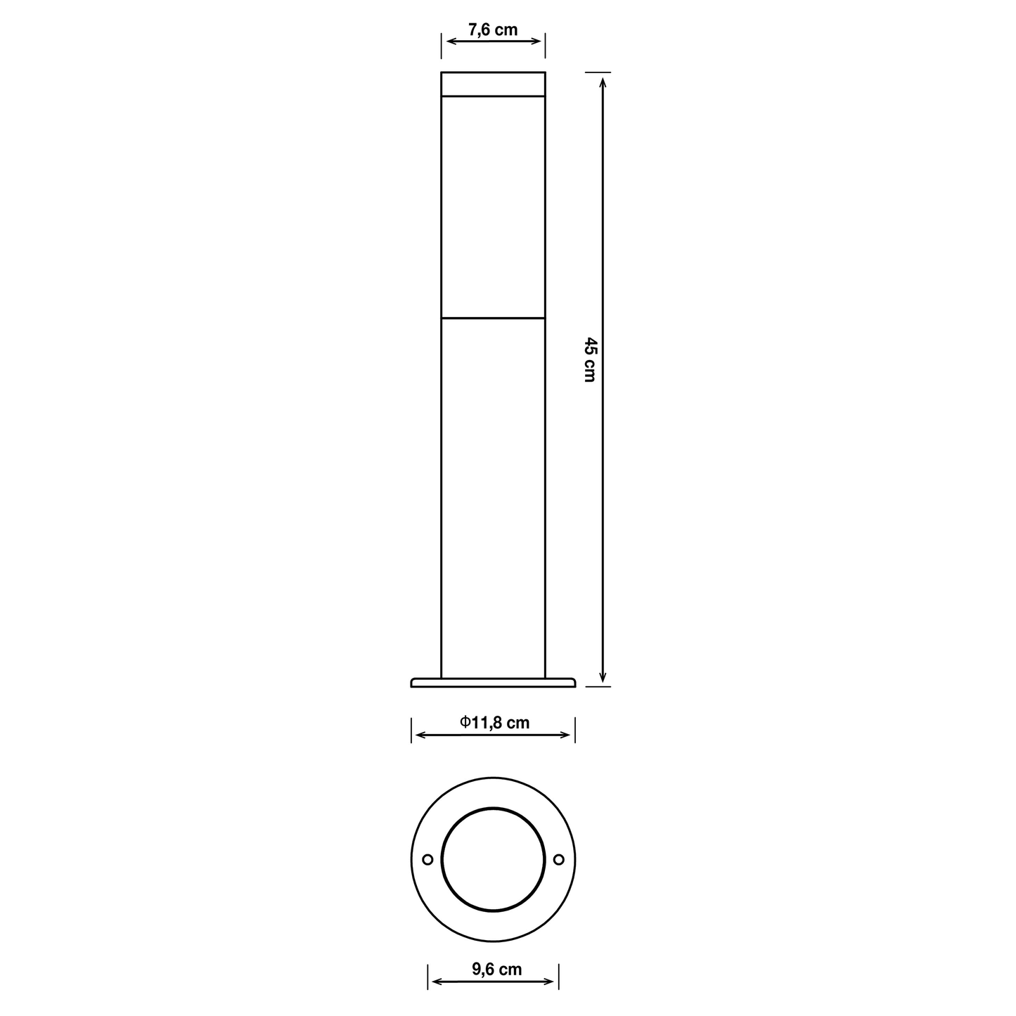 Bricocenter BERGEN STAINLESS STEEL LAMPPOST 45X11.8X11.8CM E27=25W IP44