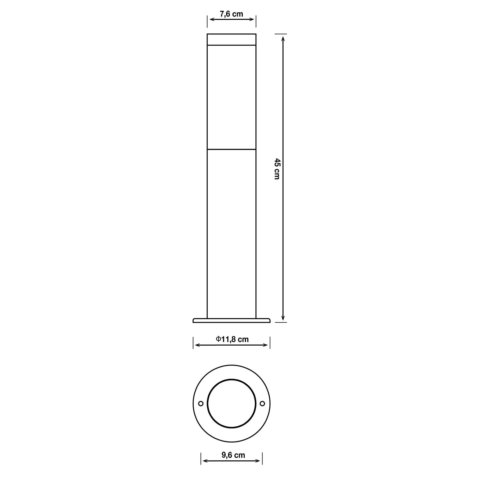 Bricocenter BERGEN STAINLESS STEEL LAMPPOST 45X11.8X11.8CM E27=25W IP44