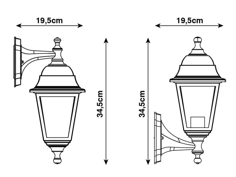 Bricocenter WALL LIGHT SIMA PLASTIC BLACK 19.5X15.3X34.5 CM E27=60W REVERSIBLE IP44