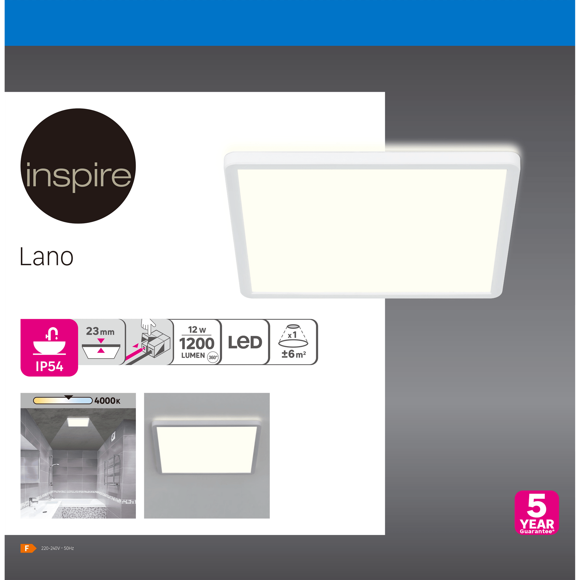 Bricocenter LANO ALUMINIUM LED PANEL 30X30 CM 18W NATURAL LIGHT IP44