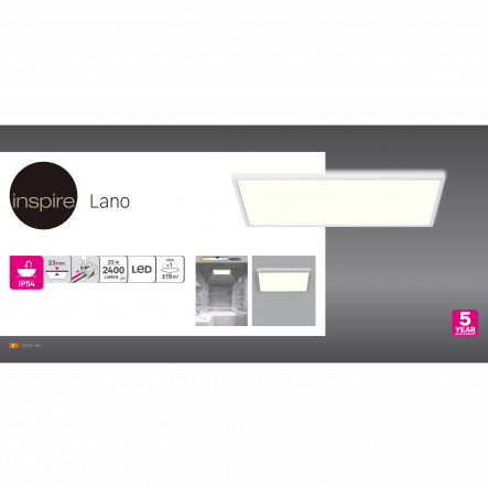 Bricocenter LED PANEL LANO PLASTIC WHITE 30X60 CM 24W NATURAL LIGHT IP44