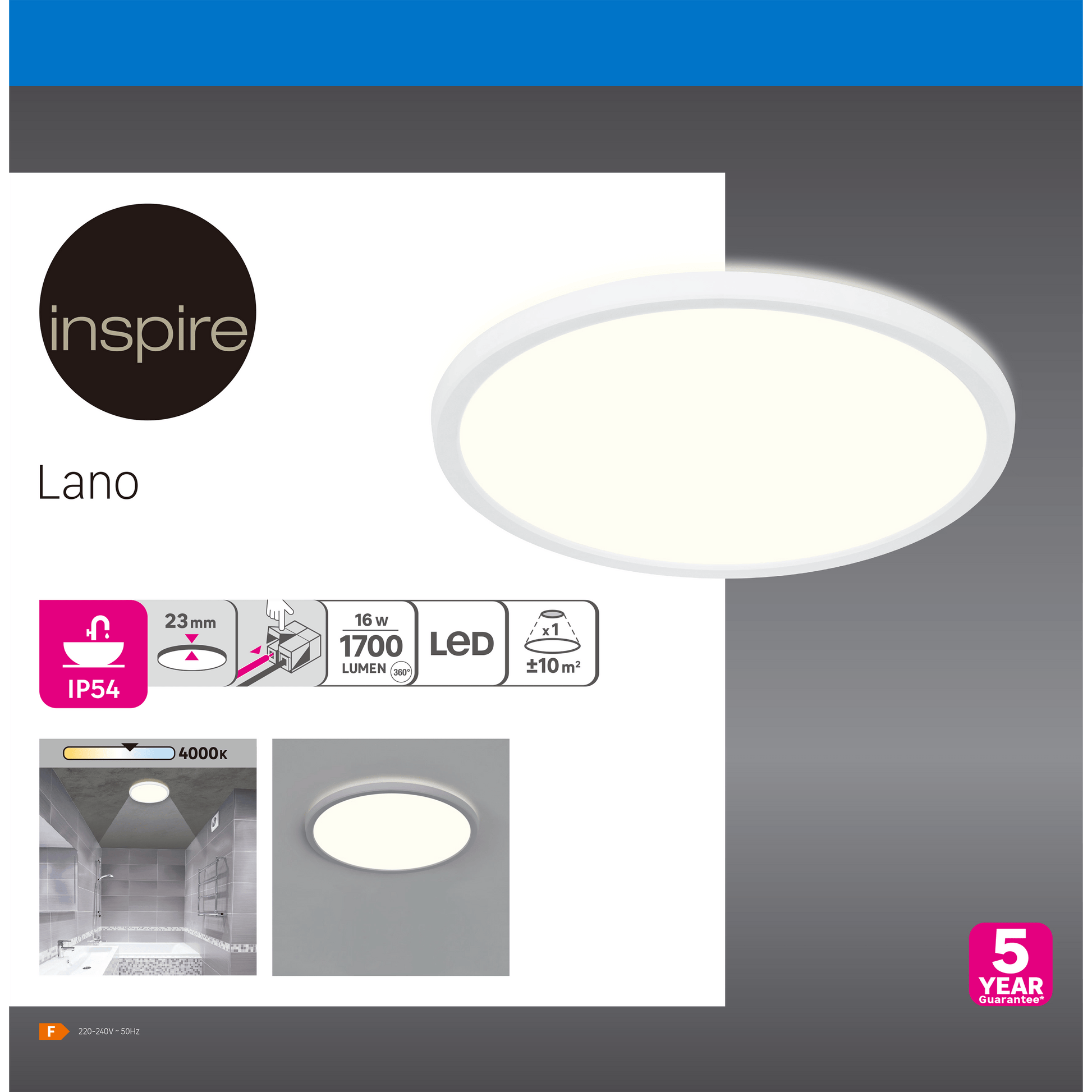 Bricocenter BATHROOM CEILING LIGHT LANO PLASTIC WHITE D 29,4 CM LED 15 W NATURAL LIGHT IP54
