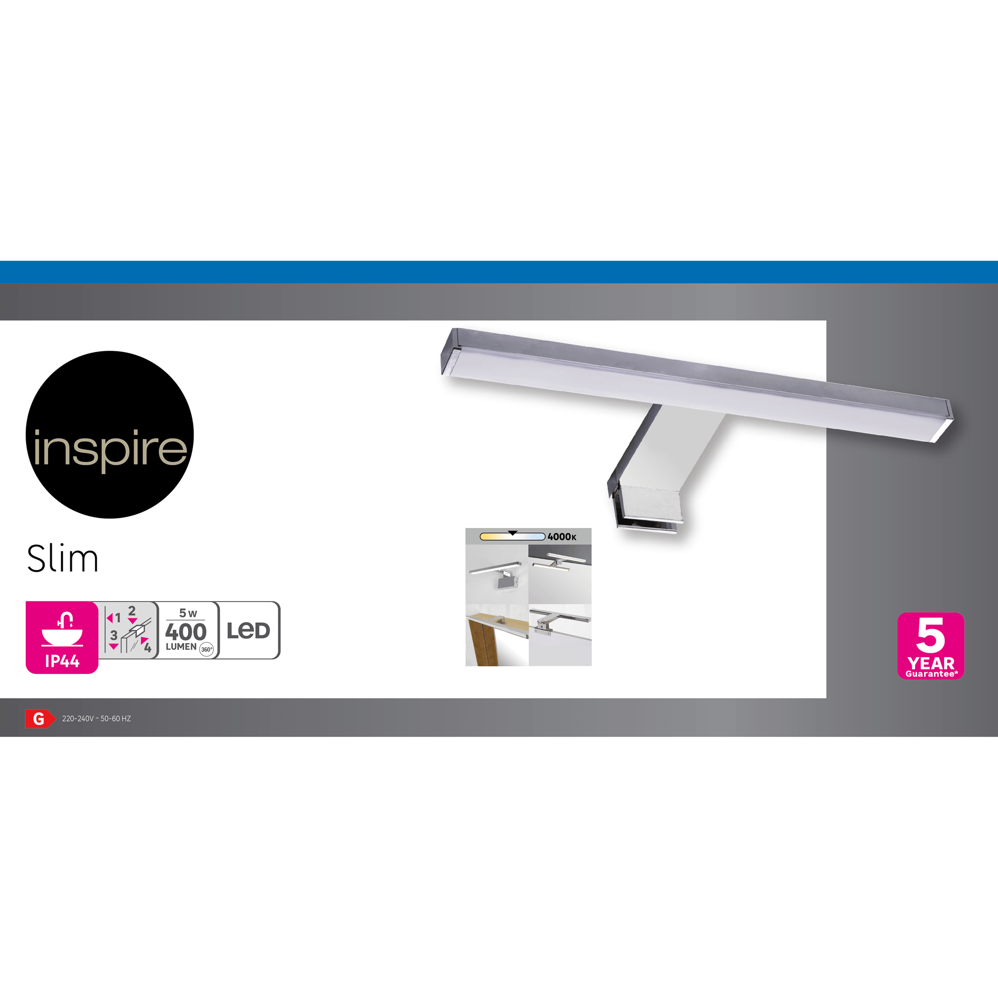 Bricocenter WALL LIGHT MIRROR SLIM ALUMINIUM SILVER 30 CM LED 5W CCT IP44