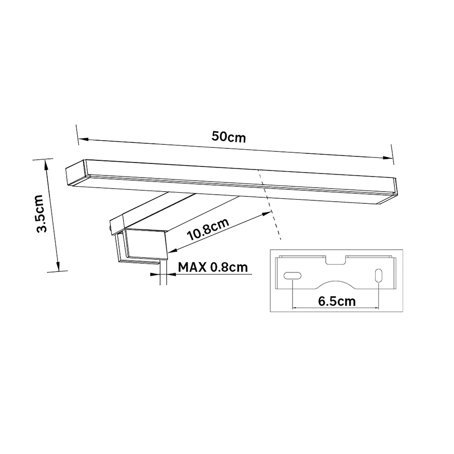 Bricocenter MIRROR WALL LIGHT SLIM ALUMINIUM SILVER 50 CM LED 7.8W CCT IP44